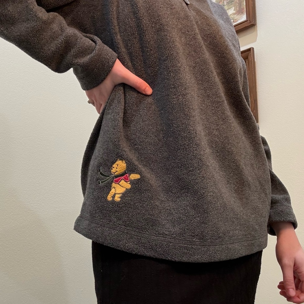 Disney Charcoal Sweater with Embroidered Pooh Bear